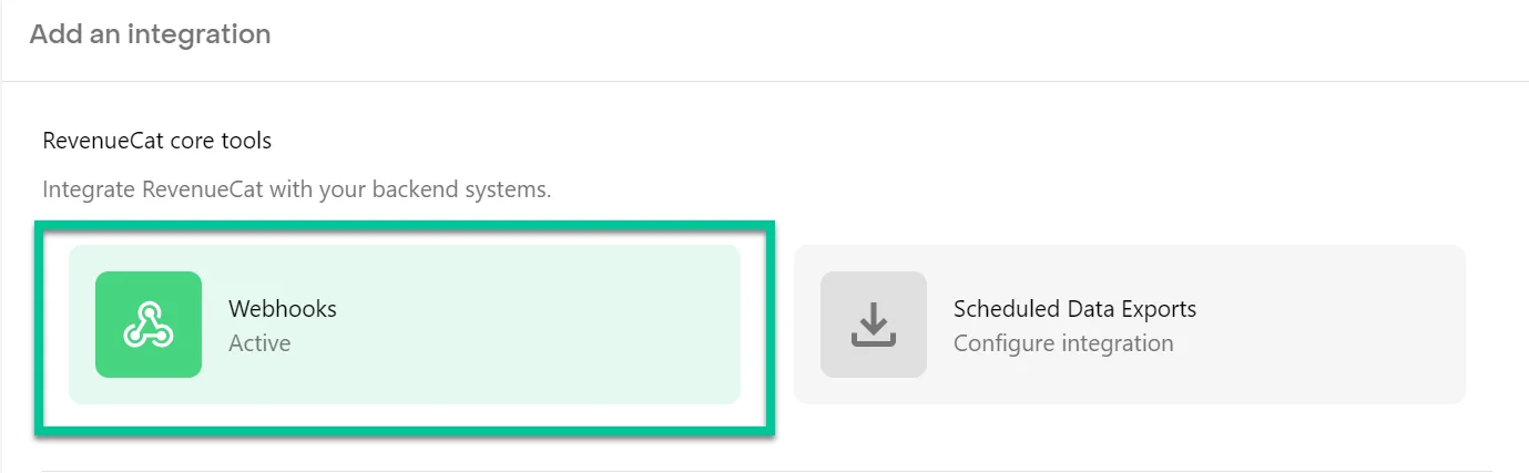 从集成菜单中选择 Webhooks