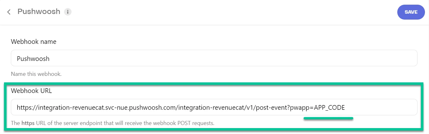 为 Pushwoosh 集成输入 Webhook URL