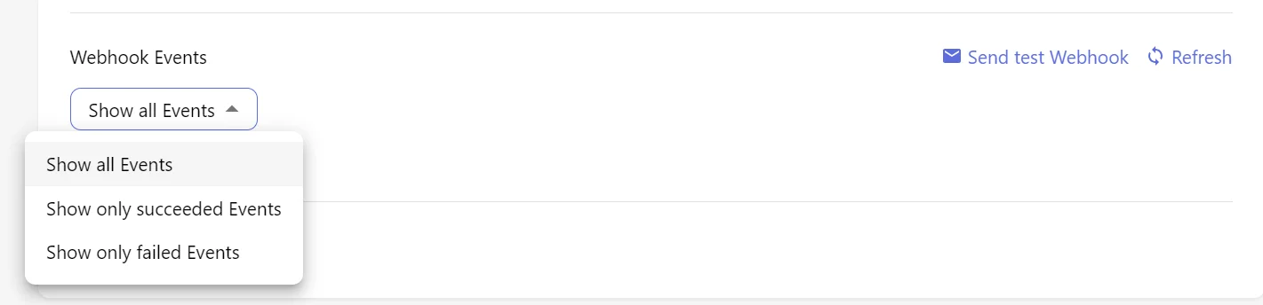 在 webhook 中选择事件显示选项