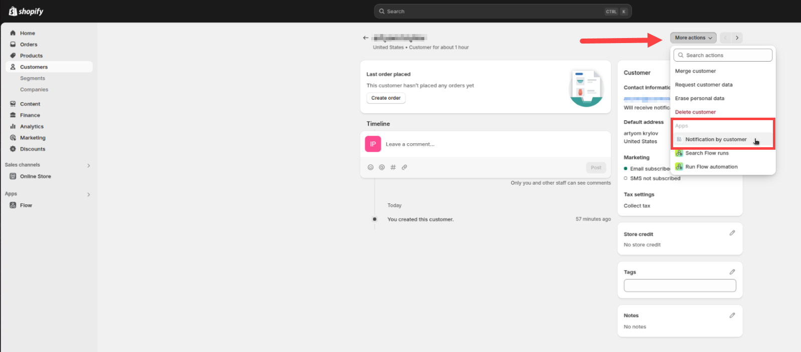 Notification by customer