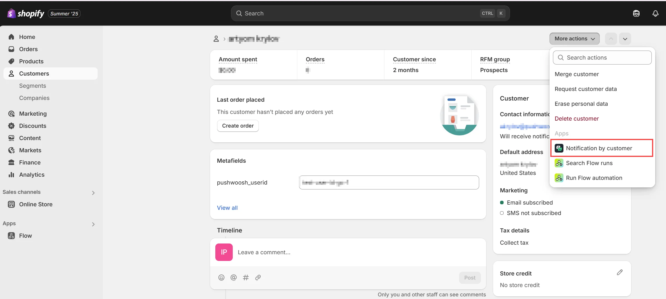 Benachrichtigung nach Kunde