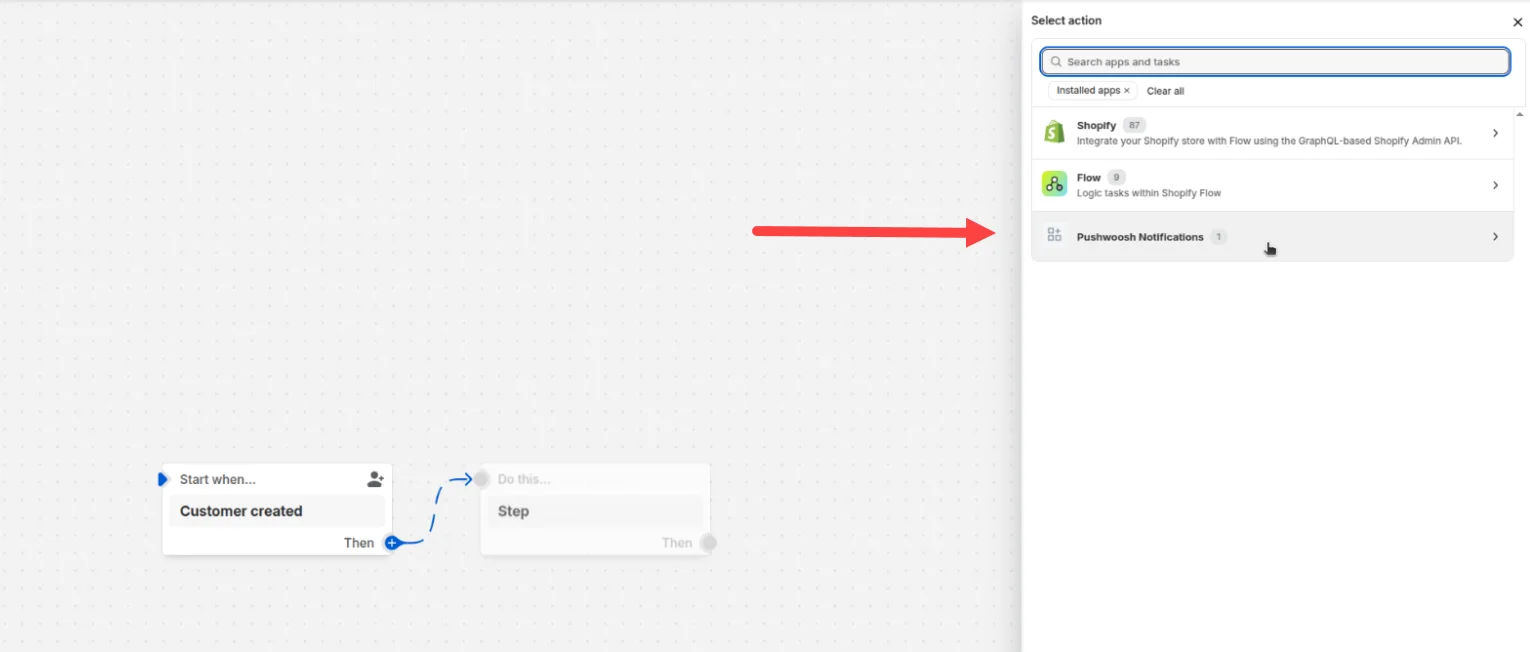 Pushwoosh-Flow-Aktion