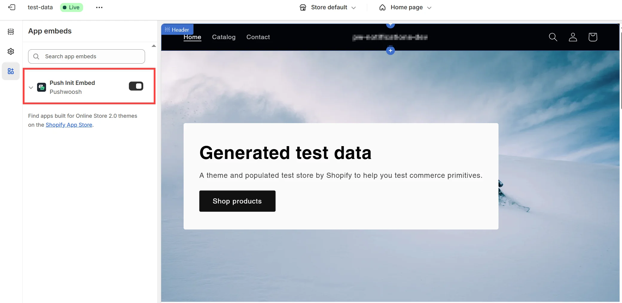 Push Init Embed EIN schalten