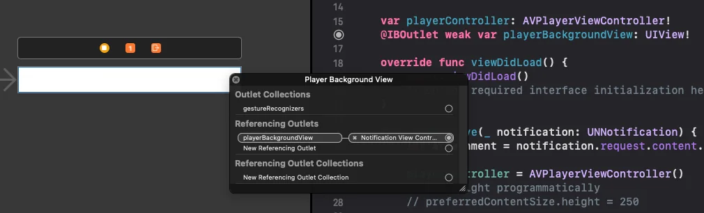 将 playerBackgroundView IBOutlet 与 UIView 链接