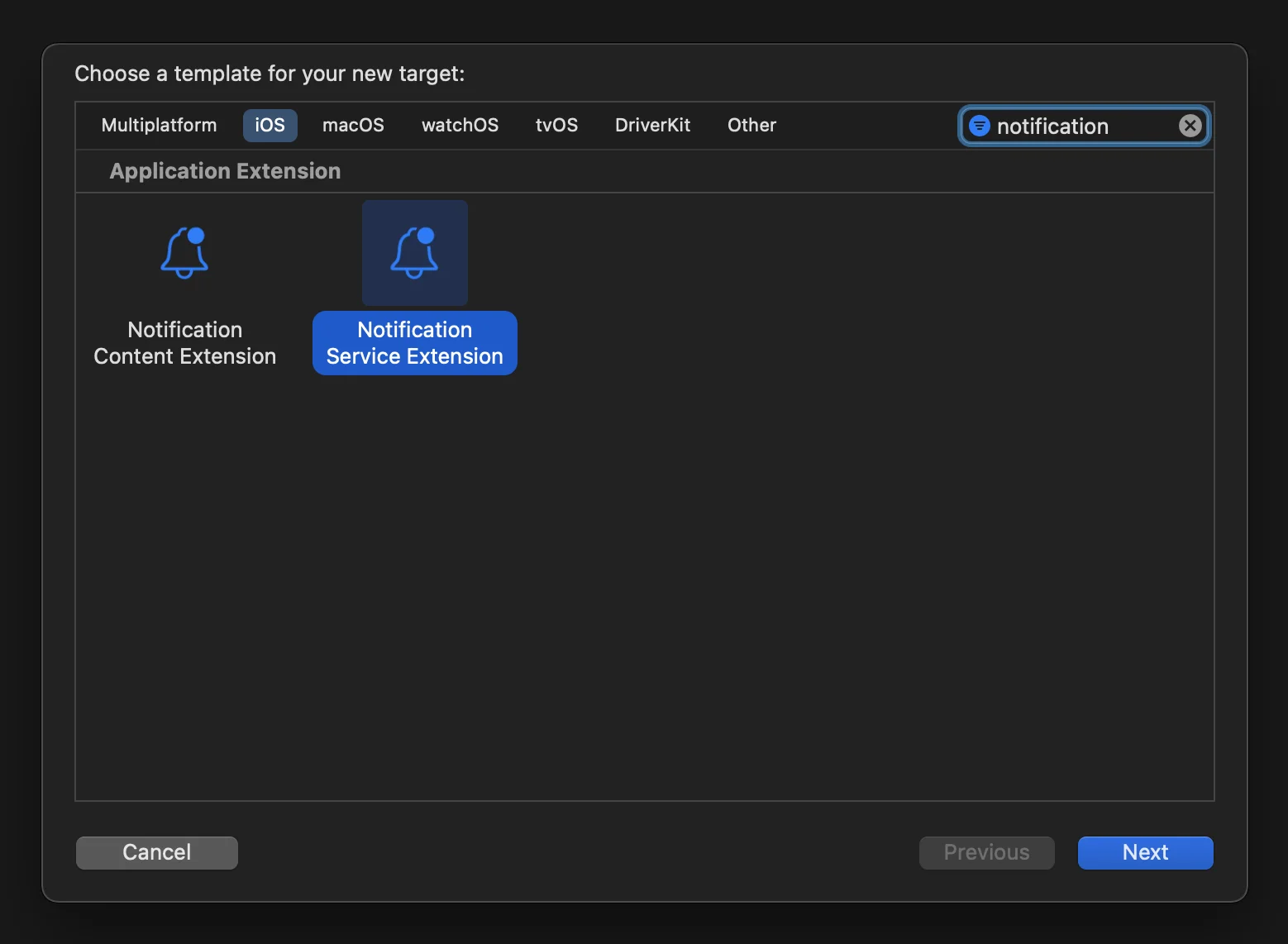 Notification Service Extension 추가