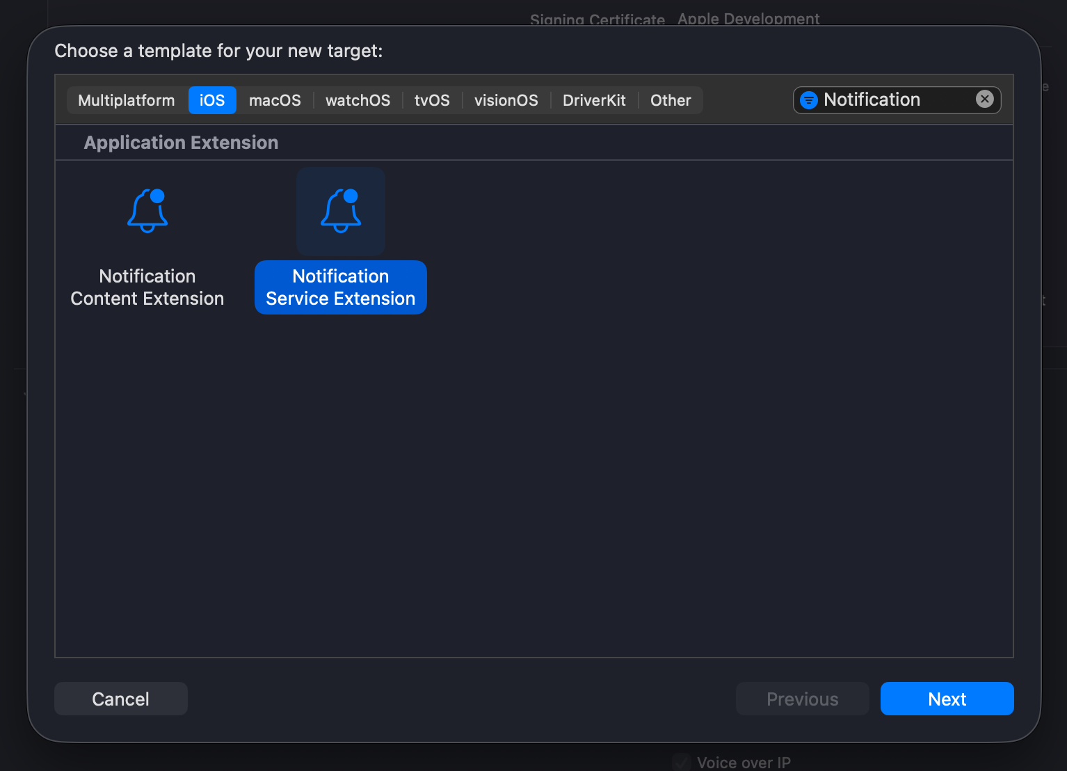 Creating Notification Service Extension