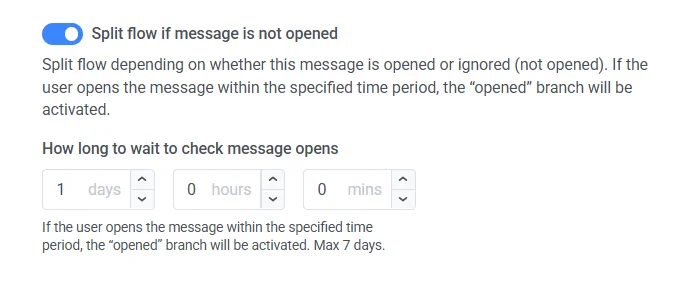 जर्नी में पुश ओपन के आधार पर फ्लो को विभाजित करें