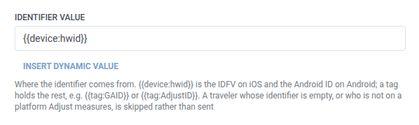 Feld Identifikator-Wert im Drawer ‚Adjust: Event senden‘