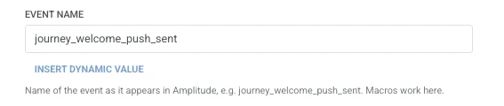 Event name field set to journey_welcome_push_sent