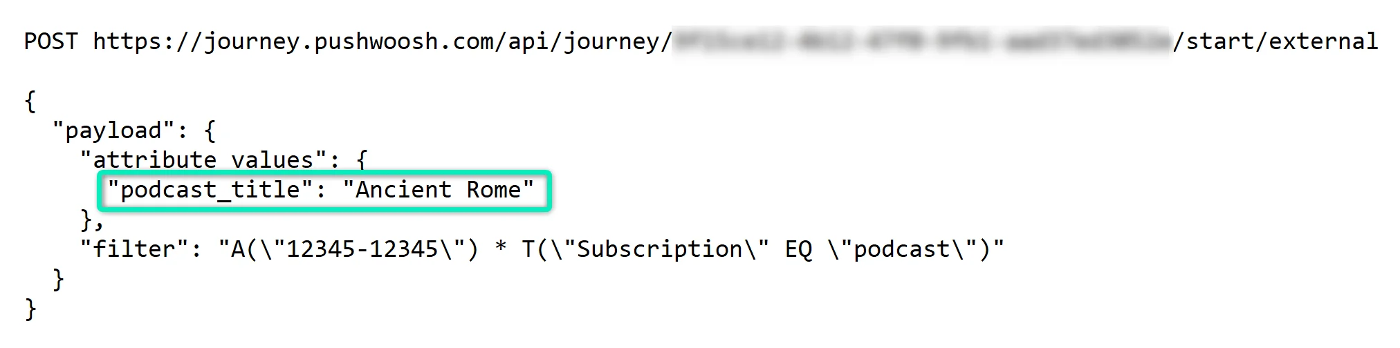 Especificar los valores de los marcadores de posición en la solicitud de API para lanzar el journey