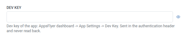 Dev key field in the AppsFlyer send event drawer
