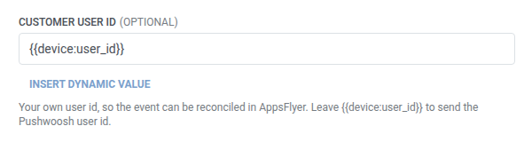 Customer user ID field in the AppsFlyer send event drawer