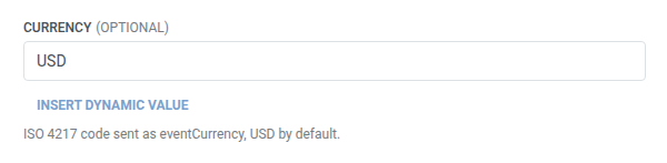 Currency field in the AppsFlyer send event drawer