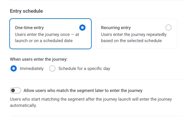 Calendrier d'entrée avec les options Entrée unique et Entrée récurrente