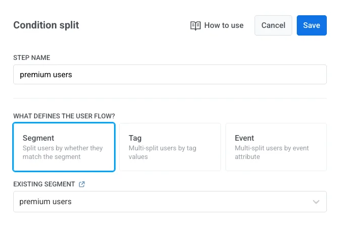 按用户分群创建的条件分支