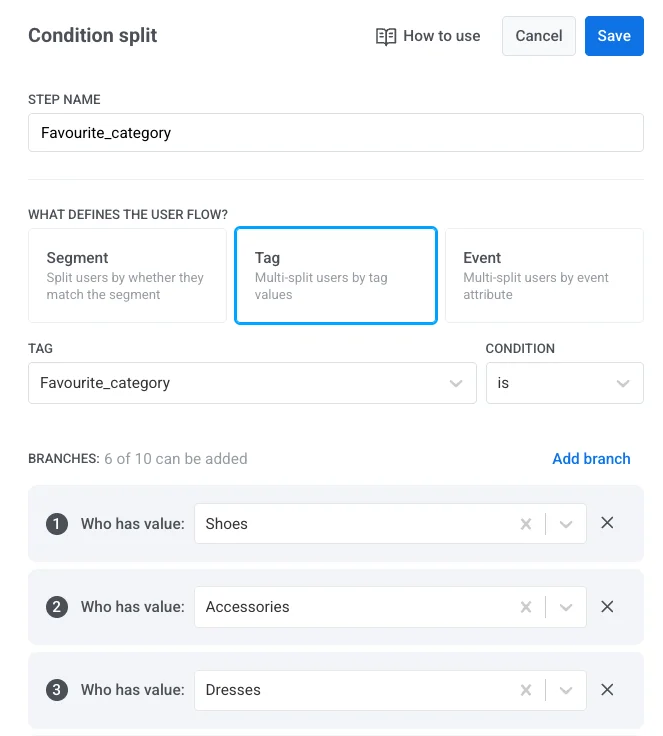 按标签值创建的条件分支