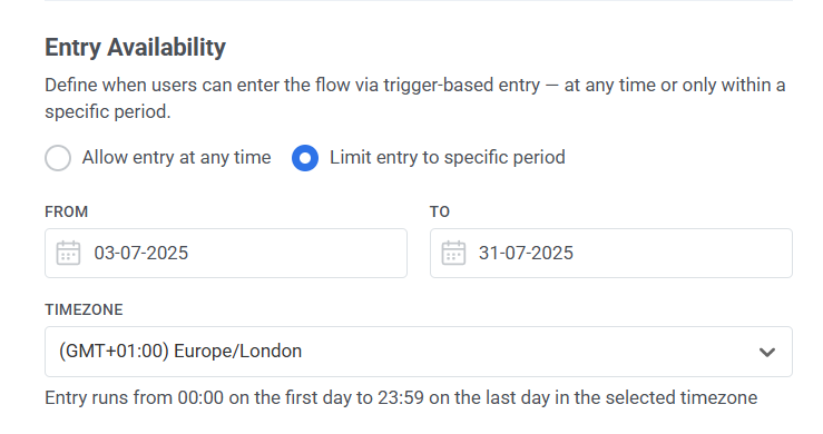 Set entry availability