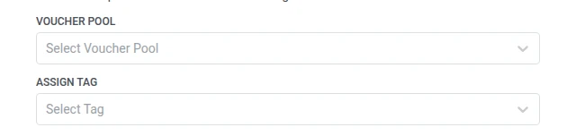 Facebook Messenger element Voucher Pool and Assign Tag fields shown after enabling Use Vouchers