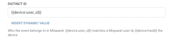Distinct ID field set to a device user_id macro