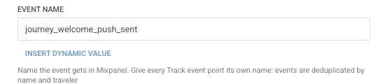 Event name field set to journey_welcome_push_sent