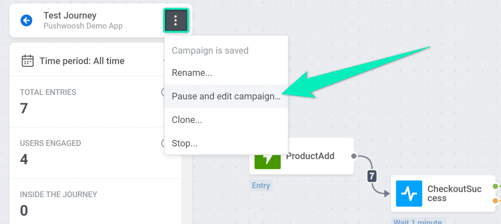 Pause a jornada para desativar uma ramificação