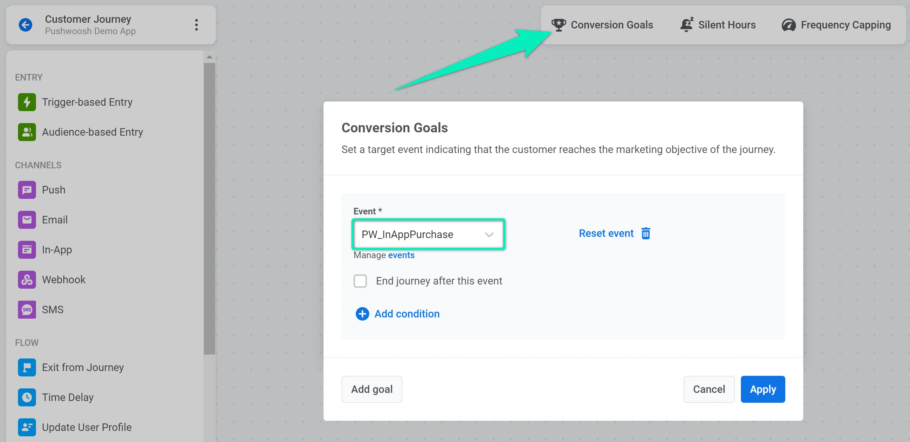 Defina uma Meta de Conversão para o teste A/B/n