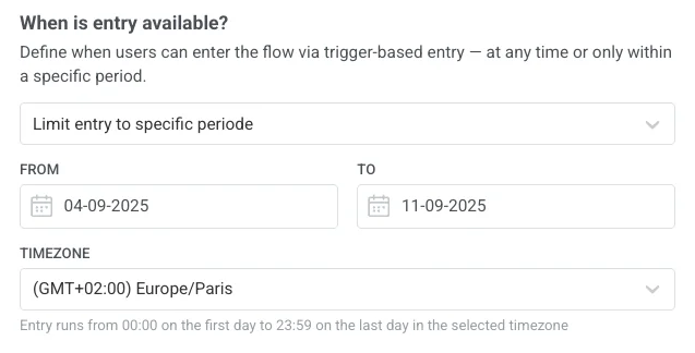 진입 가능 시간 설정