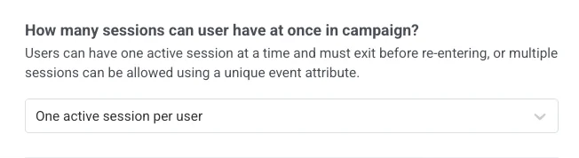 사용자당 하나의 활성 세션 선택