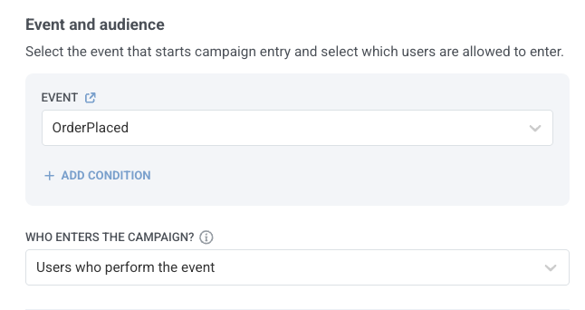 Set this event as the trigger for your journey