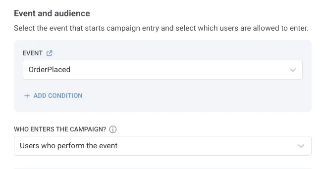 이 이벤트를 여정의 트리거로 설정