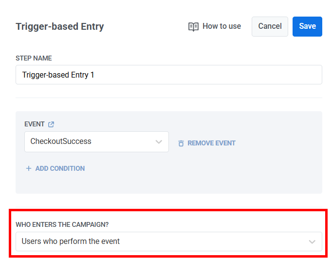 Select users who perform the event