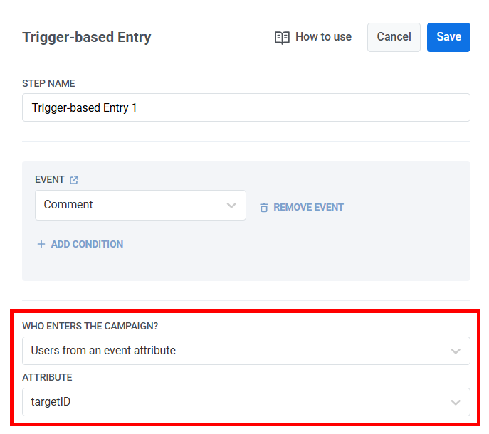 Select users from an event attribute