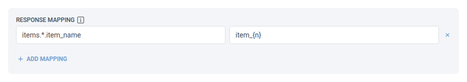 Path가 items.*.item_name으로, Attribute가 item_{n}으로 설정된 응답 매핑 행