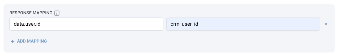 Webhook response mapping with Path data.user.id and Attribute crm_user_id