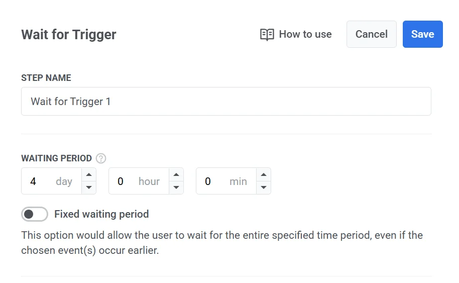 Definir o elemento Aguardar Gatilho (Wait for Trigger)