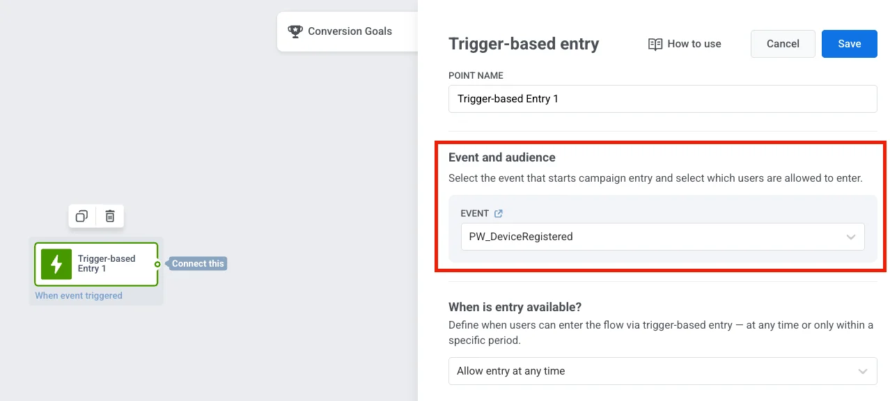 Configurando a entrada da jornada
