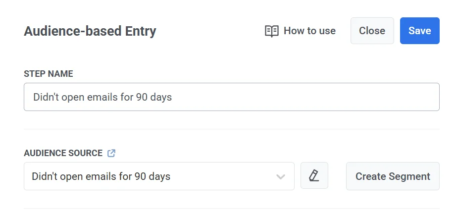 设置 Audience-based entry 元素