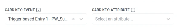 حقلا Card key: event وCard key: attribute على عنصر Start