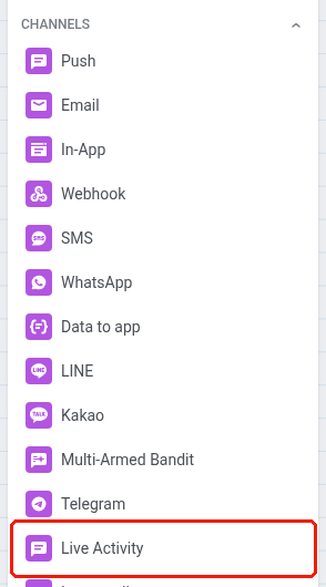 Live Activity element settings in Customer Journey