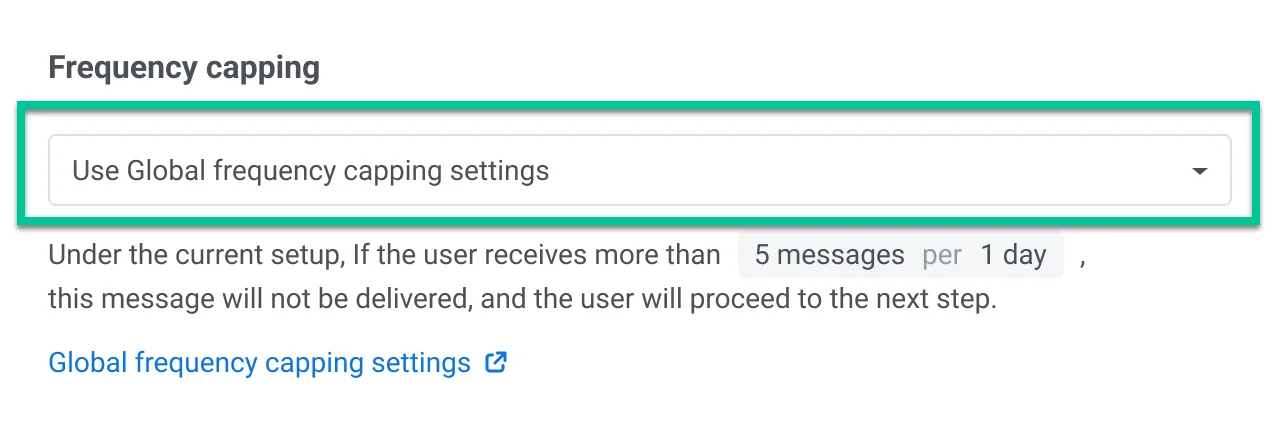 Journey 메시지 설정의 빈도 제한 표시기