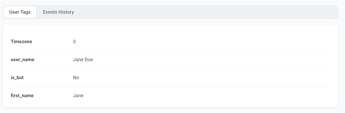 История событий в User Explorer, показывающая события запуска бота Telegram и получения сообщений.