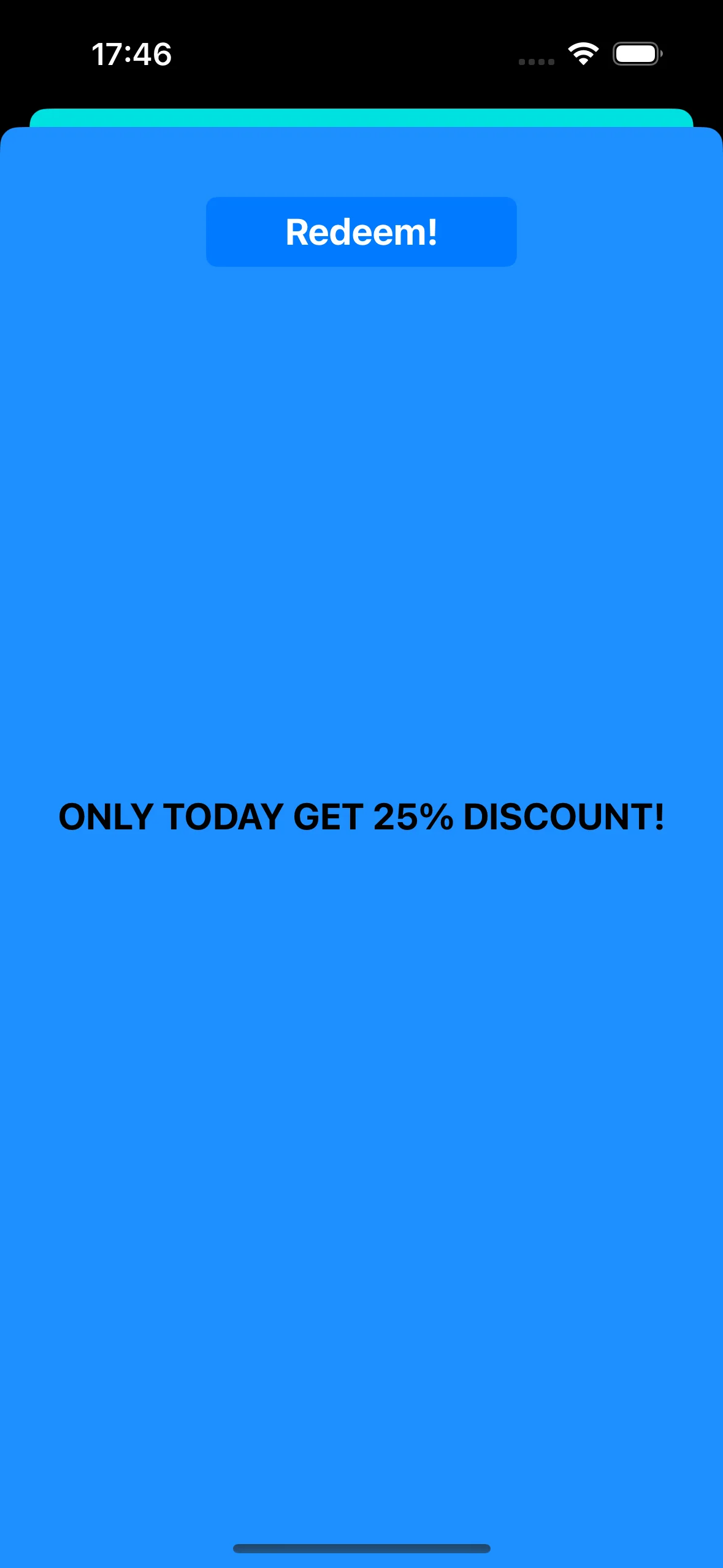 Custom page view controller displayed with background color and discount percentage applied from push notification custom data