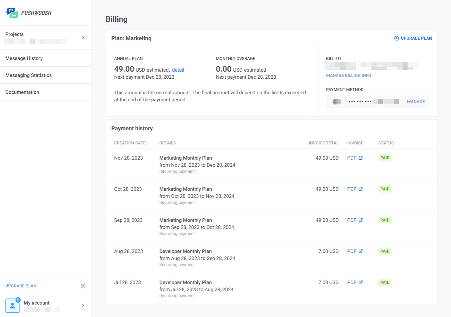 The Billing Page Overview