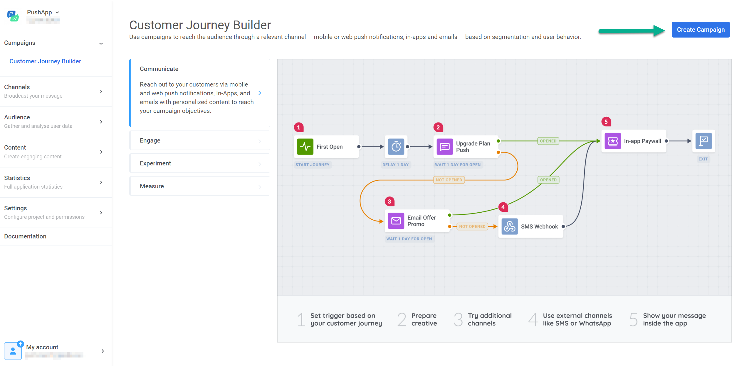 Creating a campaign with Pushwoosh Customer Journey Builder