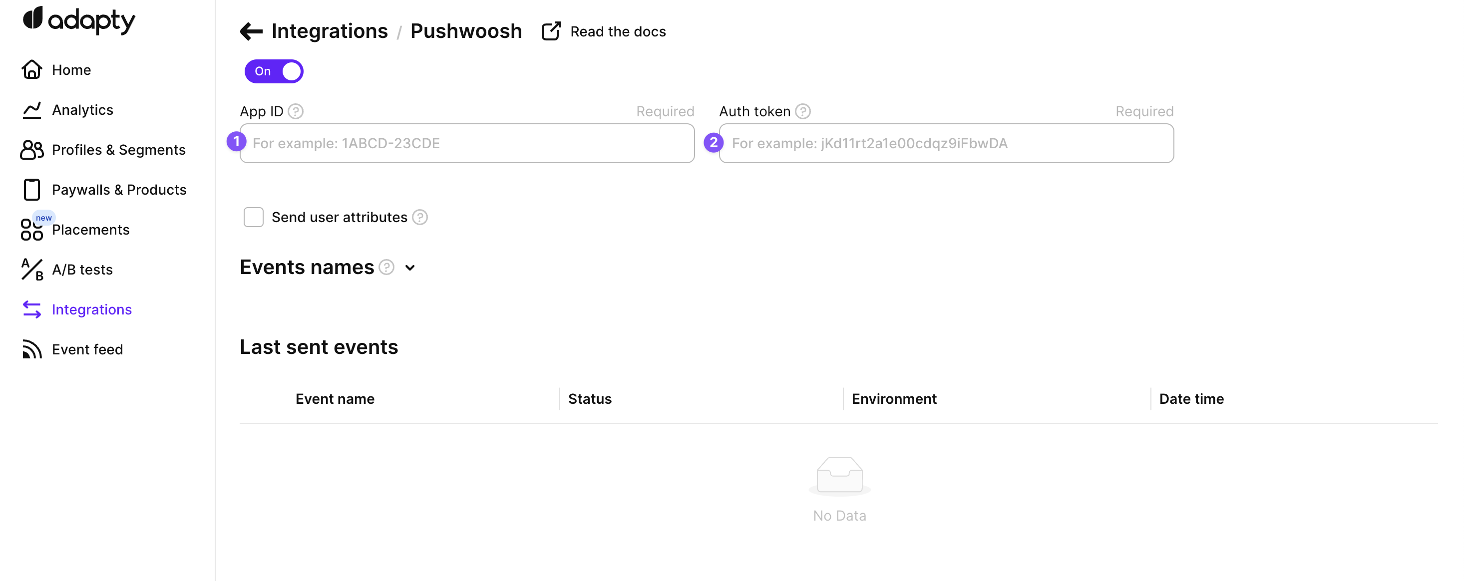 Pushwoosh and Adapty integration - step 1