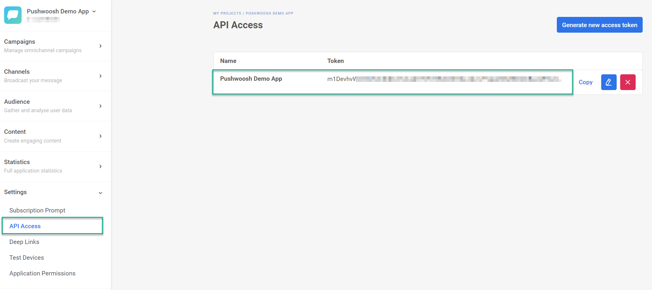 Pushwoosh API Access Token