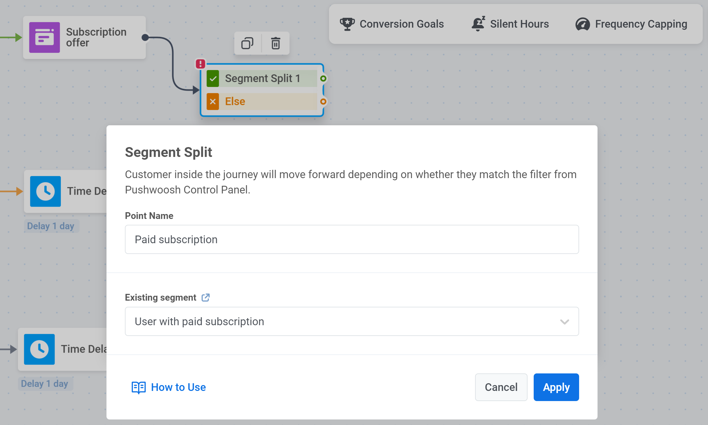 Setting a segment spliiter