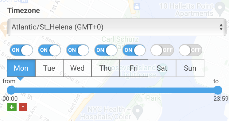 Geozone Timetable settings