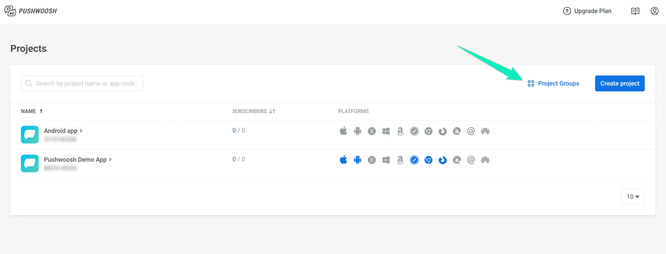 กลุ่มโปรเจกต์ (เดิมคือกลุ่มแอปพลิเคชัน) | Pushwoosh Documentation