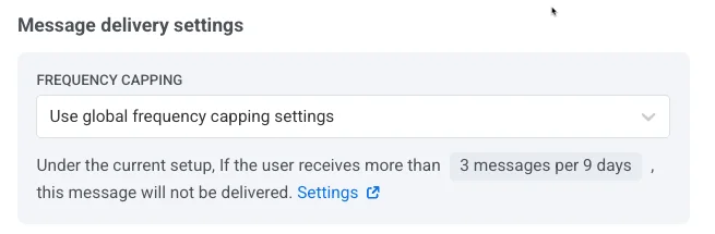 频率上限设置,显示已选择“使用全局频率上限设置”选项